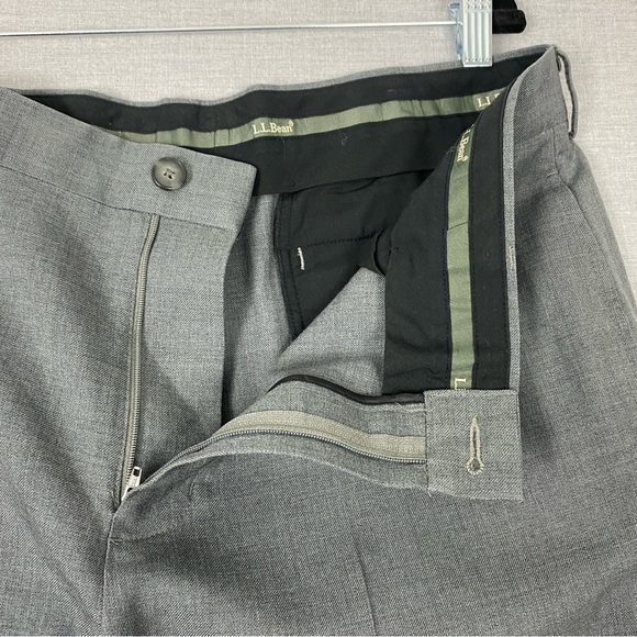 L.L Bean Wool Dress Pants Mens 36W Classic Fit Grey Flat Front - Picture 5 of 11